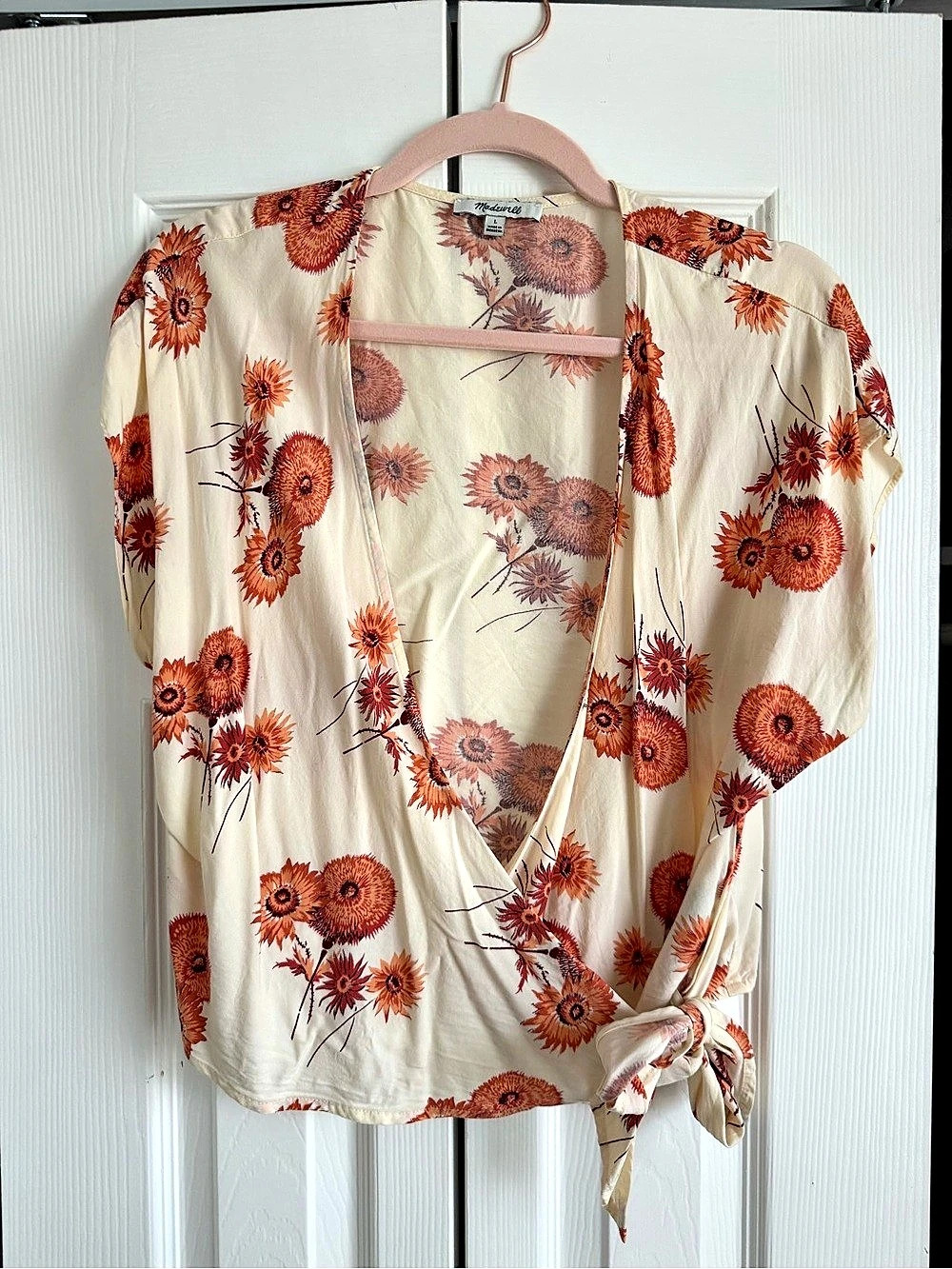 Madewell Sash Tie Wrap Top in Dutch Dandelions Floral Print Dutch Dandelions
